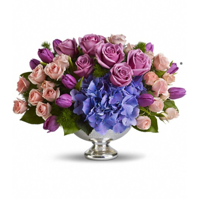 Purple Elegance Centerpiece - Same Day Delivery